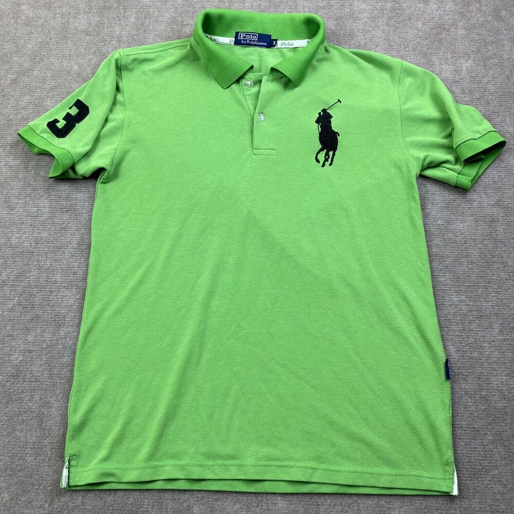 Polo By Ralph Lauren Green Rugby Shirt Men Short Sleeve Size Medium